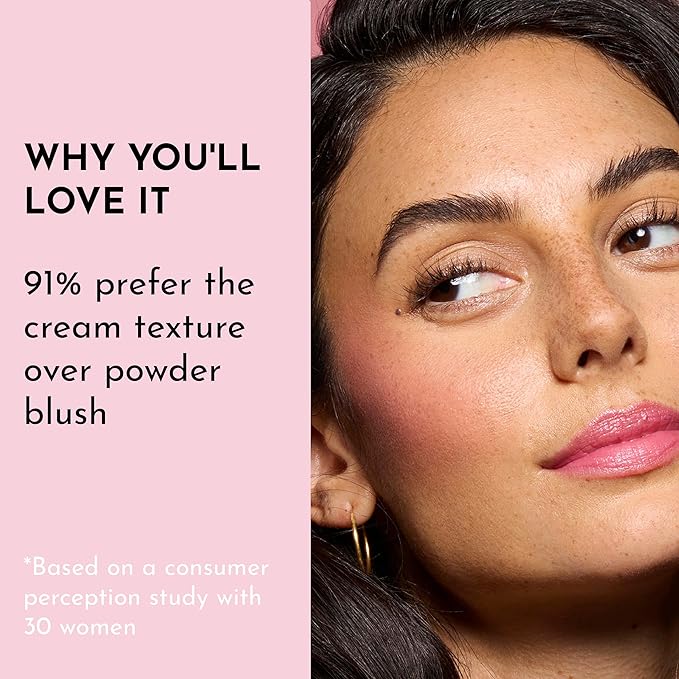 Pinch My Cheeks Soft-Blur Cream Blush - Cheeky - Premium Blush with Natural Ingredients to Re-Energize and Protect the Skin While Imparting a Soft, Cloudy Finish - 0.18 oz