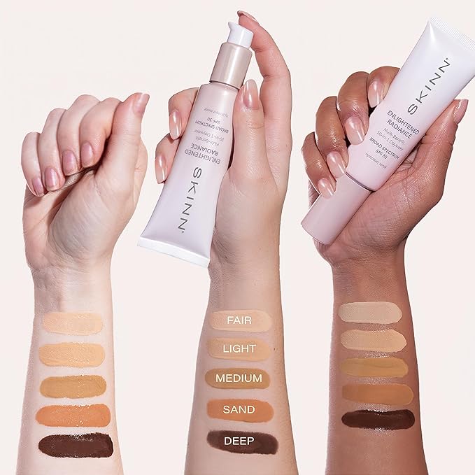 SKINN Enlightened Radiance 10-in-1 Tinted Sunscreen Broad Spectrum with SPF 30, (Deep) - Hydrating & Brightening Tinted Moisturizer for Face, Wrinkles & Fine Line - Lightweight Coverage Skin Tint