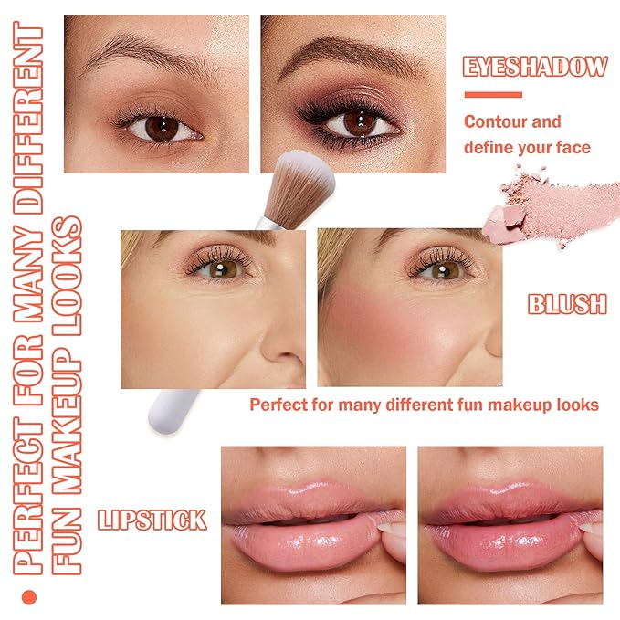 Shimmer Silky Matte Blush Powder Palette, Professional Cute Face Contour Highlighter with Blush Makeup Brush 01