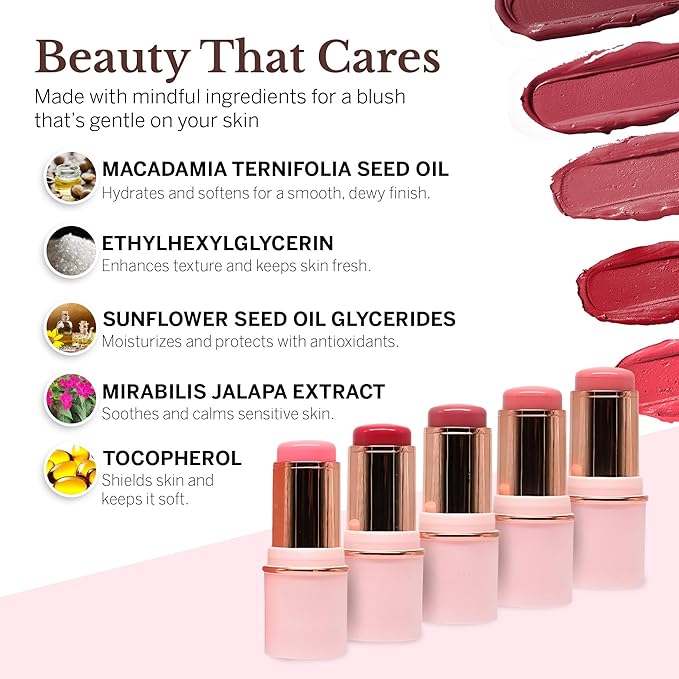 Blush Stick for Cheeks & Lips Multistick Cream Blush- Easy to Apply & Blend- Infused with Nourishing Ingredients for your Skin Compact Travel Size Makeup- & Beauty Products for Women