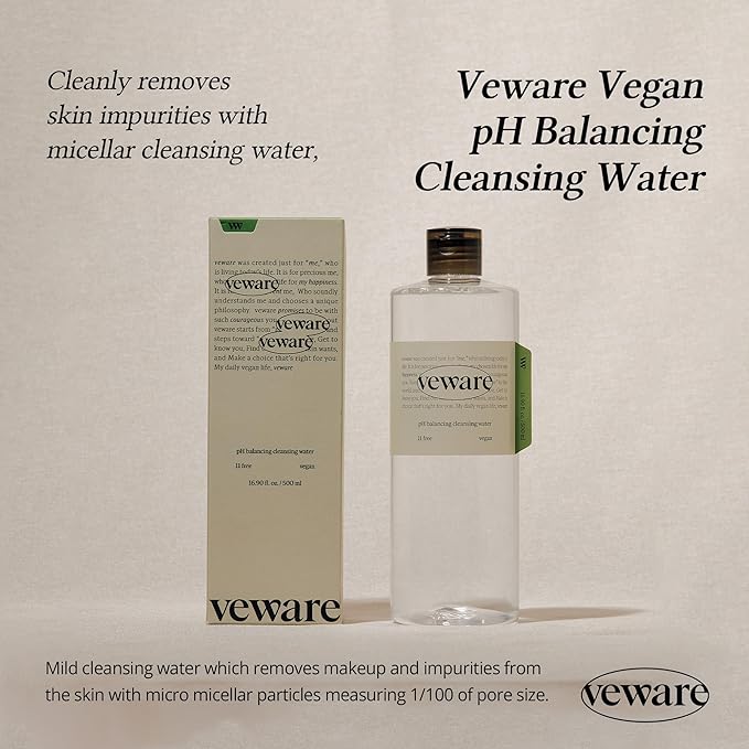 Vegan Lip & Eye Remover 8.45 fl.oz and Vegan pH Balancing Cleansing Water 16.9 fl.oz Bundle l Micellar Water, Makeup Remover, Hypoallergenic Moisturizing Cleansing