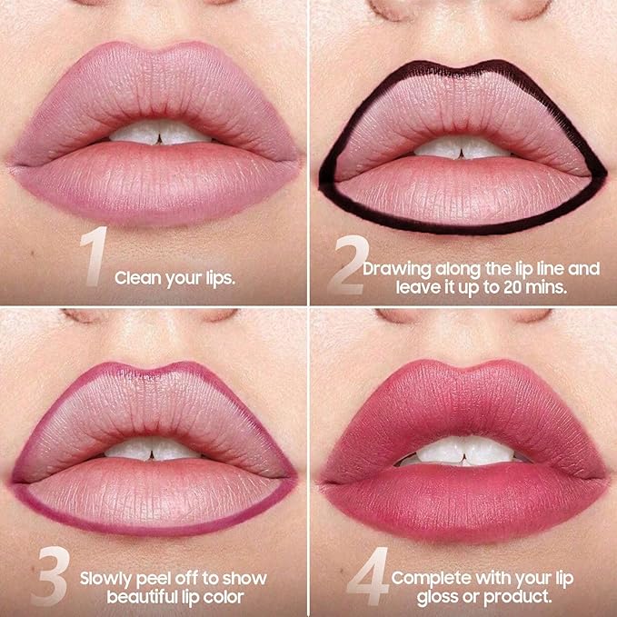 Lip Stain - Lip Liner Stain, Long-Lasting Moisturizing Lip Liner Peel Off, Waterproof Lip Tint with Matte Finish Stay On All Day, Transfer-Proof, Instant Peel Off Lip Stain (Coral)