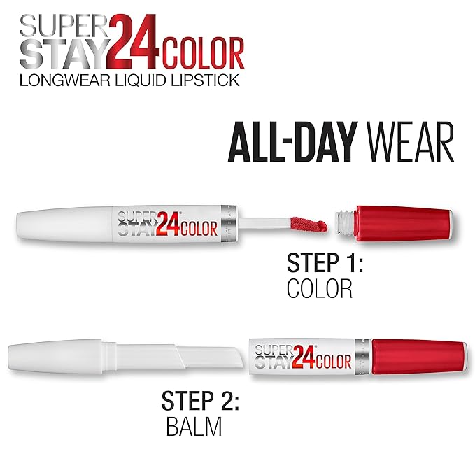Maybelline Super Stay 24, 2-Step Liquid Lipstick Makeup, Long Lasting Highly Pigmented Color with Moisturizing Balm, Timeless Rose, Pink, 1 Count