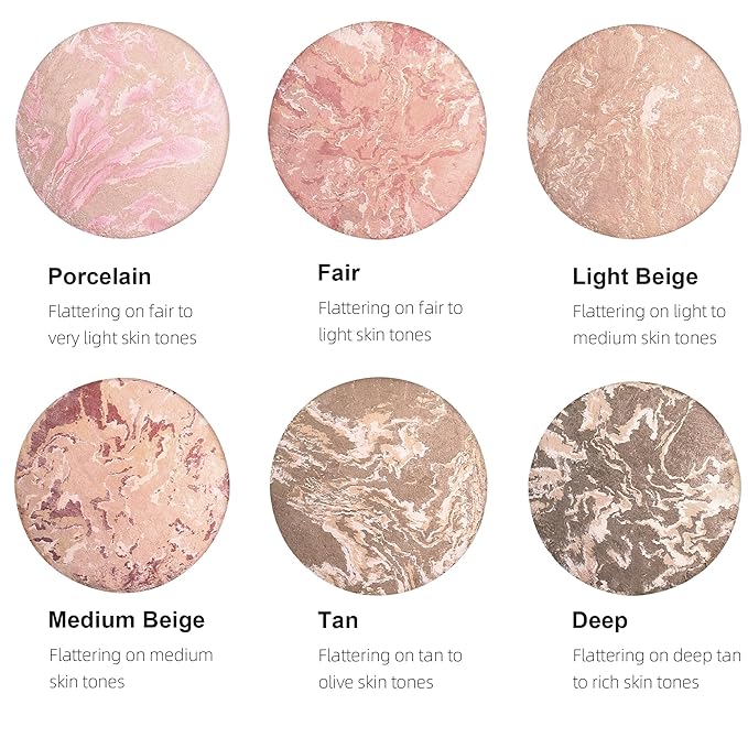 Marble Baked Makeup Setting Powder, Luminous Finish Waterproof Sweatproof Conceal Foundation, 24 H No-Transfer No Smudge Oil-Control Pressed Powder Makeup Base (#05 TAN, 0.53 OZ)