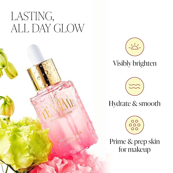 Byroe Peony Face Oil and Primer | Smooth and Hydrate for Flawless Makeup Base | Brighten Skin and Boost Moisture with Hyaluronic Acid & Bakuchiol | Vegan 1.01 FL Oz