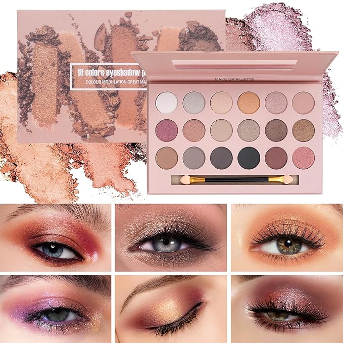 All-in-One Makeup Kit for Women and Teens - Essential Bundle With 18 Color Eyeshadow Palette Set