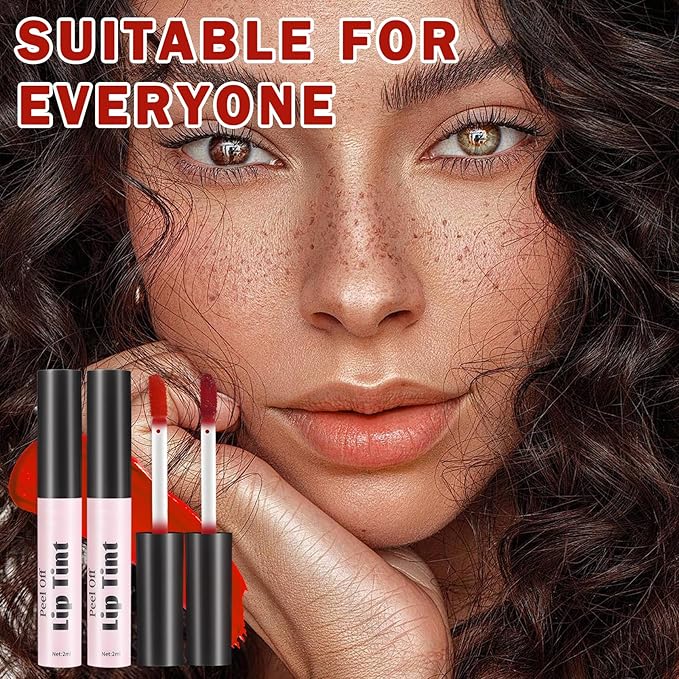 AIUEO 2 Colors Peel Off Lip Stain Peel Off Lip Tint Stain Matte Lip Tattoo Peel Off Long Lasting Waterproof Lip Peel Off Stain Non-Stick Cup Peel Off Lip Stain (01+02)