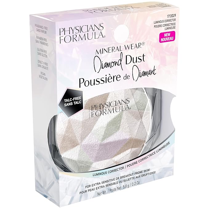 Physicians Formula Mineral Wear Diamond Dust, Radiant Soft-Focus Finish, Talc-Free Powder & Serum Hybrid with Diamond Dust & Vitamin E, Cruelty-Free & Vegan-Luminous Corrector