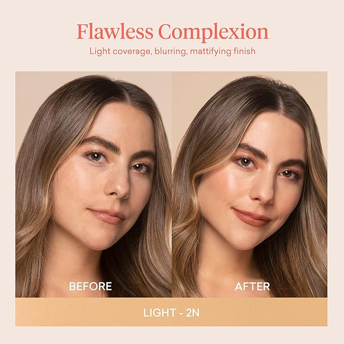 Toty by Sofia Vergara - Ilumina CC Cream 100% Mineral Color Correcting Cream + Ilumina CC Creamy Compact Mineral Broad Spectrum Sunscreen + Angled Complexion & Foundation Blending Brush - 2N