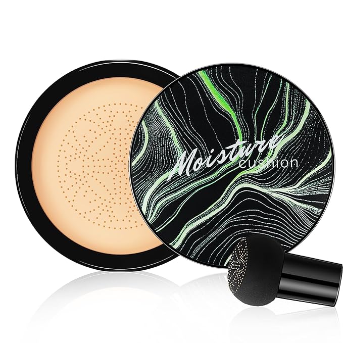 Air Cushion CC Cream Mushroom Head - Waterproof & Moisturizing BB Cream Foundation Create Natural & Long-Lasting Face Makeup for All Skin Types (Buff Beige)