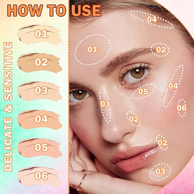 Tri Color Corrector Face Concealer Palette Set with Brush,Moisturizing Long Lasting Waterproof Color Correcting Concealer Full Coverage Cream Contour Foundation Makeup Palette Kit(2PCS)