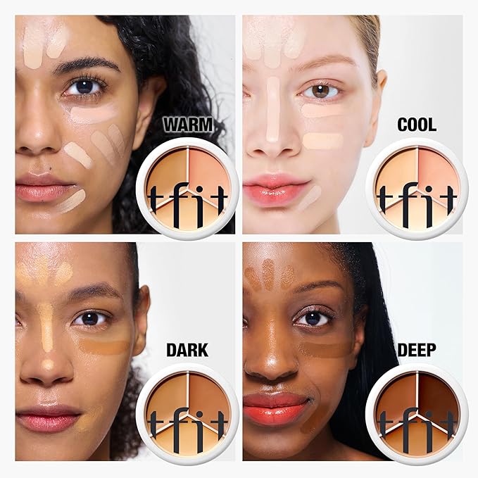 Multi-Use Pot Concealer - Triple Palette | High-Pigmented, Full Coverage & Crease-Proof | Korean Concealer for Dark Circles, Redness & Blemishes (03 Cool, 0.52 Oz)