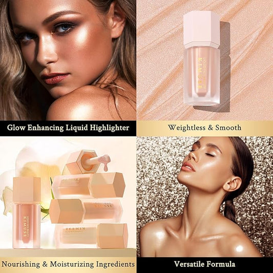 KIMUSE Soft Natural Glow Liquid Filter, Weightless, Long-Wearing, Smudge Proof, Natural-Looking, Dewy Finish, Glow Liquid Illuminator Makeup