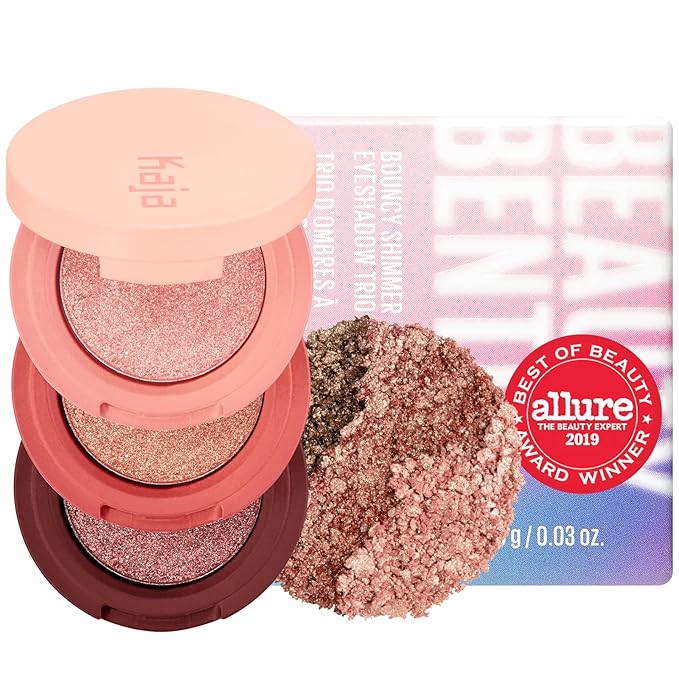 Kaja Lip & Blush Glazed Keychain Stain - Jelly Charm 01 Cherry Spritz + Beauty Bento Collection - Bouncy Eyeshadow Trio 02 Orange Blossom, 0.03 Oz Bundle