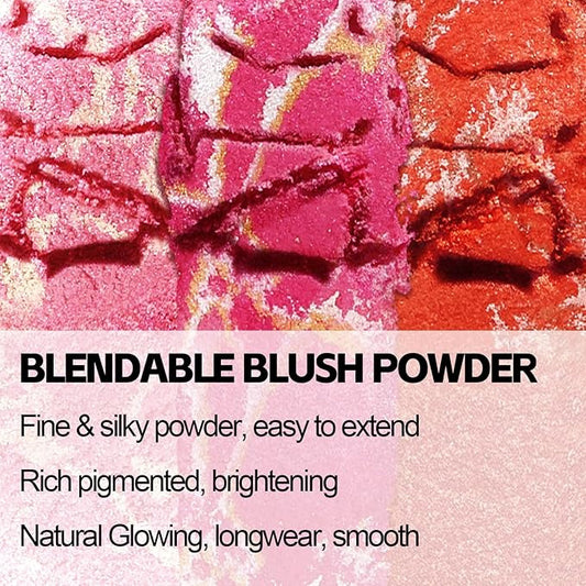Boobeen Baked Powder Blush, Highlighting Pressed Blush Face Blushes Highlighter Finishing Powder Makeup, Natural Flush Tint for Cheeks, Long-wear Glow, Easily Blends