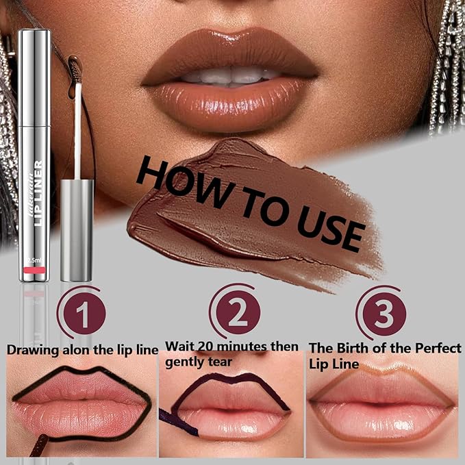 Peel off Lip Liner Stain, Lip Gloss Lip Tint Set, Peel Off Nude Lipliner Makeup Velvet Matte Tattoo Peel Off Lip Liner Set Long-Lasting Waterproof Transfer-proof Brightening, 4Pcs