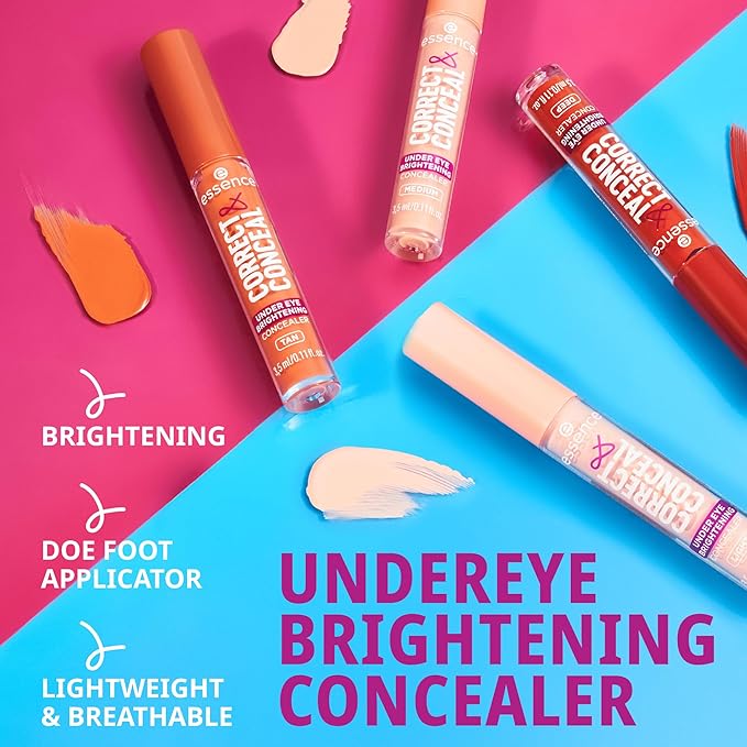 essence | Correct & Conceal Under Eye Brightening Concealer | Easy Application, Lightweight, Buildable, Infused with Aloe Vera | Vegan & Cruelty Free (10 | Light)
