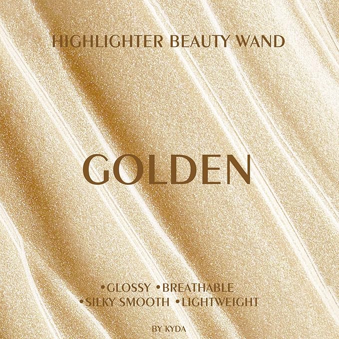 KYDA Highlighter Beauty Wand, Face Illuminator with Cushion Applicator, Natural Glossy Finish, Silky Smooth Cream, Face Highlighter Bronzer Makeup, Lightweight Blendable-Golden