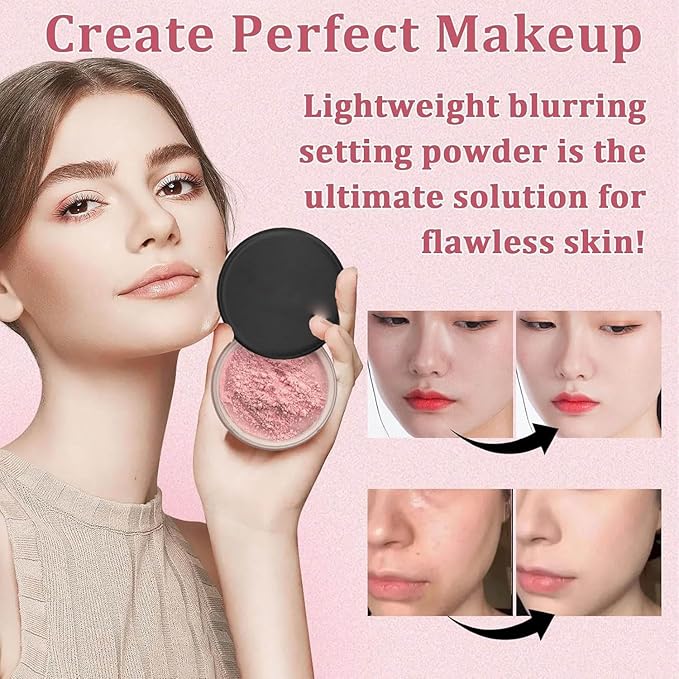 Pink Setting Powder, Blurring Setting Powder, Pink Setting Powder Loose Blurring, Pink Setting Powder Blurring, Blurring Powder for All Skin Tones (1)