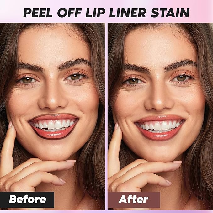 Lip Stain Peel Off, Brown Lip Liner Stain Peel Off Tattoo Matte Lip-tint, Long Lasting, Waterproof, Transfer-proof, Moisturizing, Easy to Use, Highly Pigmented Color for All Skin Types (#04)