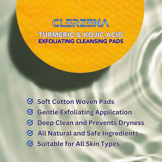 Turmeric Kojic Acid Cleansing Pads | Vitamin C & E, Retinol, Hyaluronic Acid and Turmeric Face Scrub | 60 Kojic Acid and Turmeric Cleansing Pads