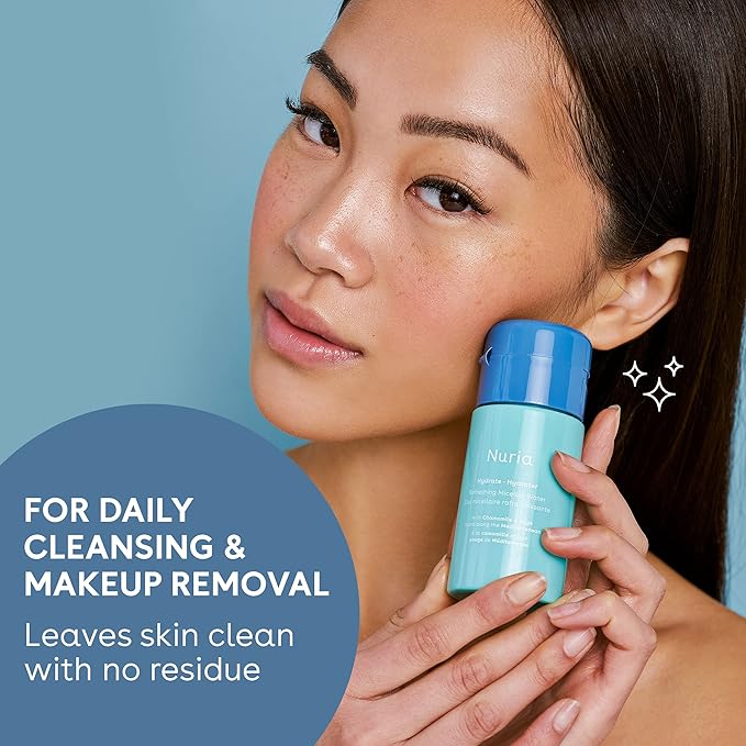 Nuria - Hydrate Refreshing Micellar Water, No-Rinse Makeup Remover Water with Sage Leaf Oil, Chamomile, and Aloe Leaf Juice, 200mL/6.8 fl oz