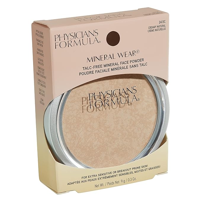 Physicians Formula Mineral Wear Talc-Free Mineral Face Powder, Smooth Satin Buildable & Blendable Coverage, Bare-Feeling Gentle Formula, Cruelty & Vegan - Creamy Natural