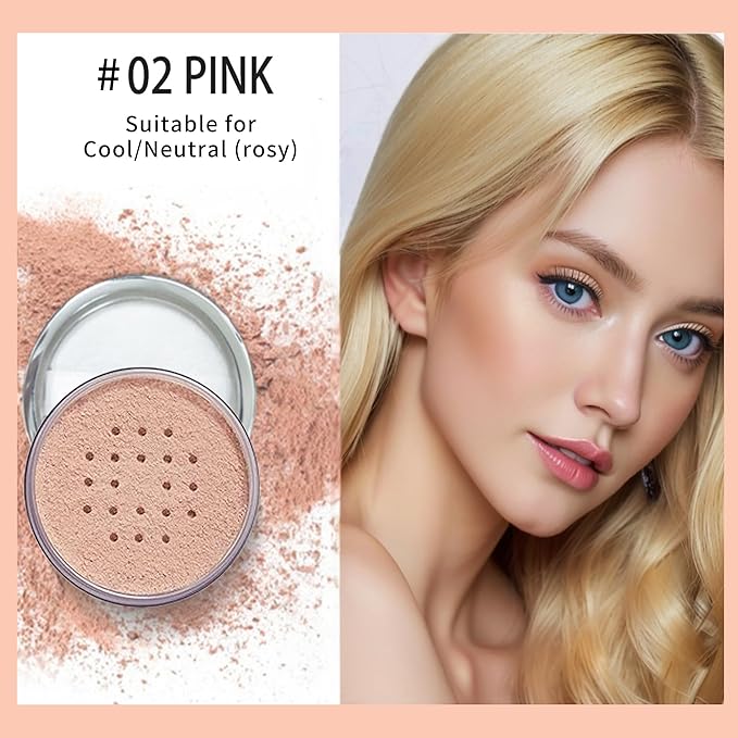 BLUE LOVE 2Pcs Loose Setting Powder Makeup for Face Set, Oil Control Smooth Face Makeup Finishing Powder Foundation, Waterproof Cosmetic Powder Loose Face Powder Compact for Oily Skin