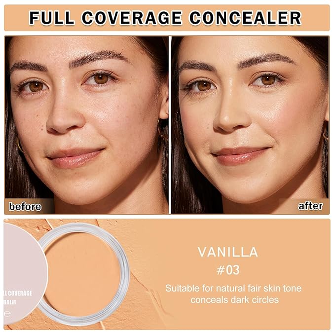 Under Eye Color Corrector,Pot Concealer Full Coverage for Mature Skin,Vegan Under Eye Cream Dark Circles Cover up Makeup Concealer Makeup,Under Eye Brightener (03 Vanilla)