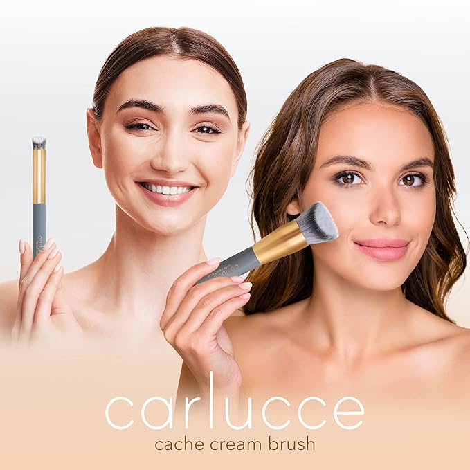 organic, natural, makeup Carlucce Beauty Duo - Umpteen 3-in-1 Cream Color Palette & Hush-Hush Contour Brush - High-Pigment Vegan & Cruelty-Free Makeup - Lips, Cheeks, Eye Base - Made in USA