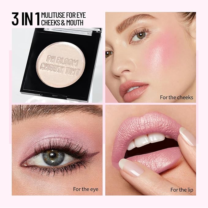 Color Changing Blush Jelly Cream PH Temperature Change Magic Gloss Blusher for Cheek Eye and Lip Longlasting Blendable Moisturizing Shimmer Dewy Glow Finish Blush Tinted Palette Makeup