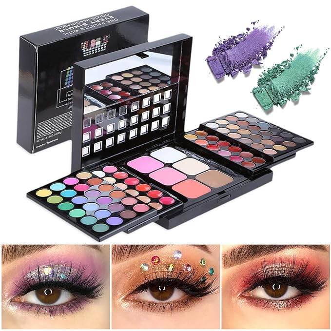All in One Makeup Valentine's Day Gifts Kit for Women, Professional 78 Colors Combination Palette Makeup Set Include 48 Eyeshadow,18 Lip Gloss,3 Blusher,6 Concealer,3 Contour Powder,8 Brushes,1 Mirror