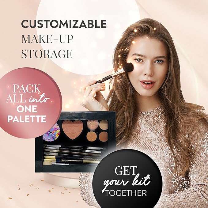 Extra Large Deep Black Empty Magnetic Makeup Palette with Clear Window