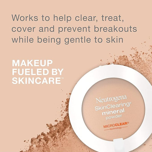 Neutrogena SkinClearing Mineral Acne-Concealing Pressed Powder Compact, Shine-Free & Oil-Absorbing Makeup with Salicylic Acid to Cover, Treat, & Prevent Breakouts, Chestnut 135,.38 oz (Pack of 2)