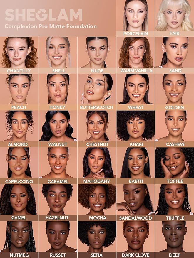 SHEGLAM Full Coverage Foundation Makeup Long Lasting Waterproof Matte Dewy Liquid Foundation - Porcelain