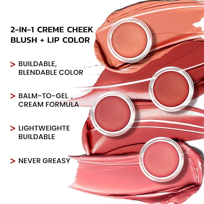 Cream Blush for Cheeks, Lips and Eyes, Natural-Looking, Long-Lasting Face Makeup, Moisturizing Formula Waterproof Blendable Color Blush (Taro Bean Paste)