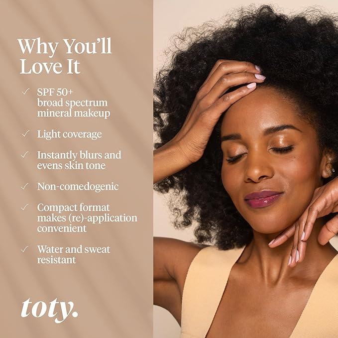 Toty by Sofia Vergara - Ilumina CC Creamy Compact SPF 50+ Mineral Broad Spectrum Sunscreen for Face + Ilumina Brush - CC cream foundation with spf 50 - MAKEUP - 3C Bundle