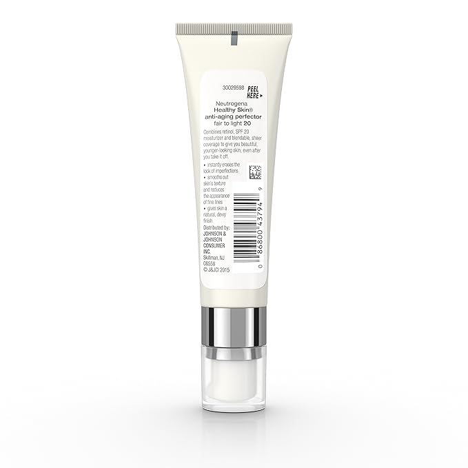 Neutrogena Retinol Treatment and Tinted Facial Moisturizer, Healthy Skin Anti-Aging Perfector with Broad Spectrum SPF 20 Sunscreen with Titanium Dioxide, 20 Fair to Light, 1 fl. oz