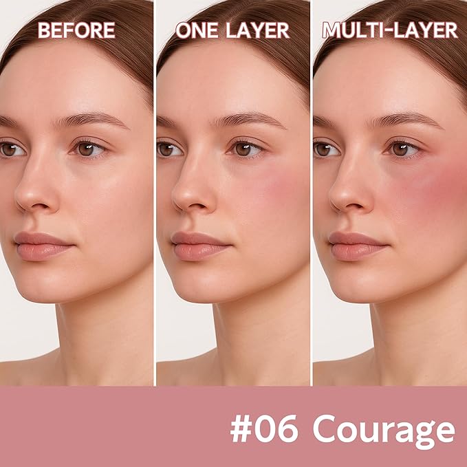 FV Liquid Blush, Long Lasting Buildable Cream Cheek Tint with High-Pigment Color, Weightless Blendable Formula for Natural Dewy Finish (Courage)