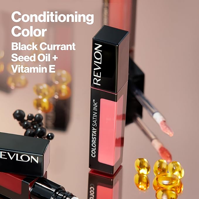 REVLON ColorStay Satin Ink Crown Jewels Liquid Lipstick, Longlasting & Waterproof Lipcolor, Moisturizing Creamy Formula Infused with Black Currant Seed Oil, 036 Royal Amethyst, 0.17 fl oz.