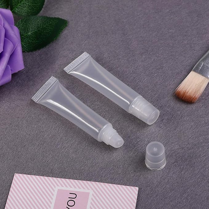 100 Pcs 10 ml Lip Gloss Balm Tubes Refillable Empty Tubes Clear Cosmetic Containers Soft Tube (10ML, 100)