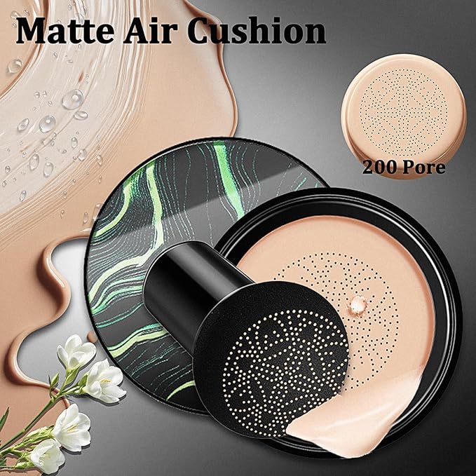 Air Cushion CC Cream Mushroom Head Foundation, Mushroom Head Air Cushion CC Cream, Moisture Cushion Foundation, Moisturizing BBCream Makeup Long Lasting Matte Concealer (Natural, 1 PCS)