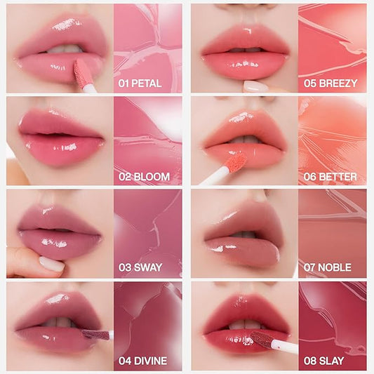 Icy Glow Lip Tint – Vegan Collagen, No-Stain, Hydrating Gloss, (K-Beauty) Makeup, Red & Tinted Shades (01 PETAL)