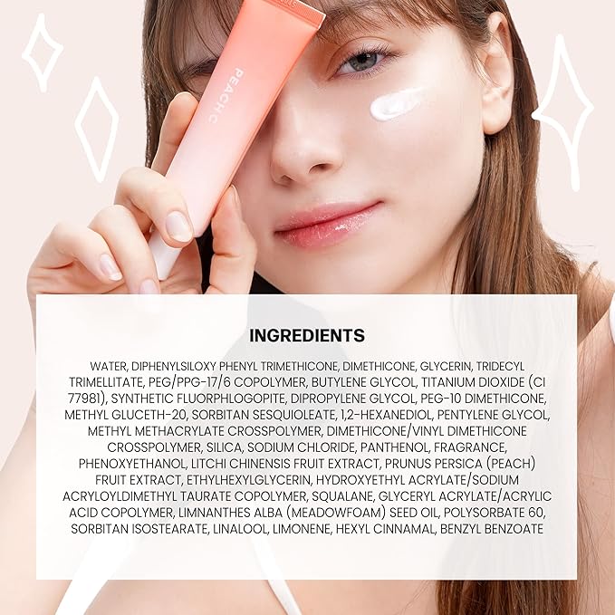 PEACH C Peach Glow Make Up Base - Hydrating, Moisturizing, Illuminating Pearl Make Up Base - Lightweight, Smudge-Proof & Pearly Shimmer Korean Makeup Primer Illuminating Face Cream (1.18 fl oz)