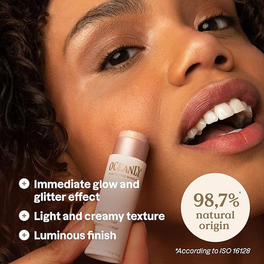ATTITUDE Oceanly Lightweight Highlighter Stick, Titanium Dioxide-Free, EWG Verified, Plastic-Free, Vegan & Cruelty-free Makeup, Golden Rose, 0.3 Ounces