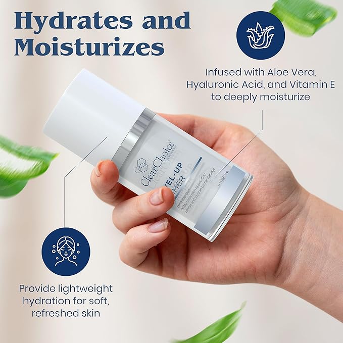 Clear Choice Level-Up Primer 1.7oz β Lightweight Face Primer with Antioxidants, Hydrates & Protects, Smooths Skin for Makeup Application, PABA-Free