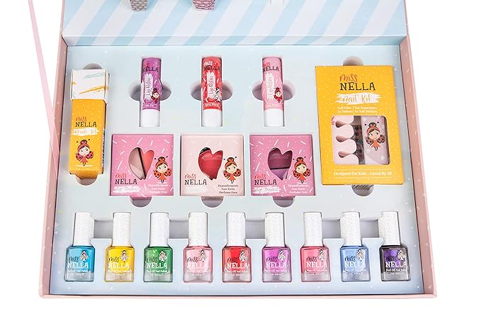 Miss Nella Pop-up beauty suitcase, Nails and Accessories Set, Perfect for children and Teens, Great for Parties and Sleepovers- Kid Friendly and Non-Toxic