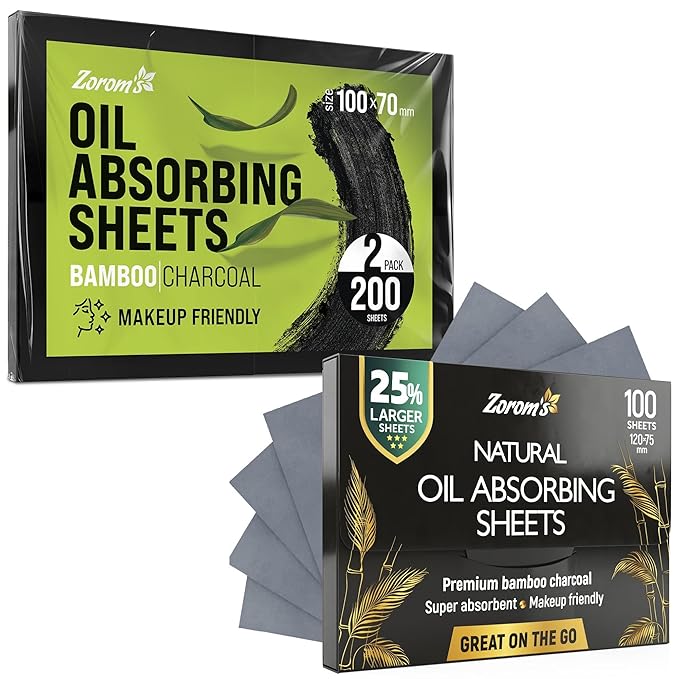 Save 10% on 3 Pack - Natural Oil Blotting Sheets for Face with Bamboo Charcoal - 25% Larger + Natural Oil Blotting Sheets for Face with Bamboo Charcoal