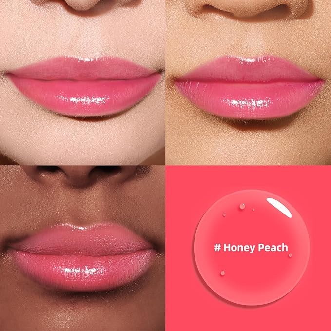 Liquid Cheek & Lip Stain, Korean Lip Tint with Moisturizing & Weightless, Non-Sticky, Long-Lasting, Kiss-proof, All Long-wearing, Vegan Makeup (Honey Peach)