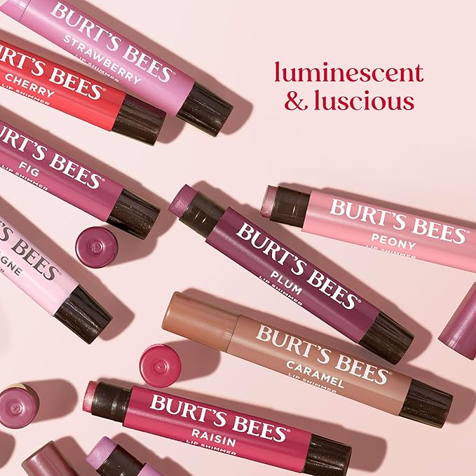 Burt's Bees Shimmer Lip Tint, Tinted Lip Balm Stick, Moisturizing for All Day Hydration with Natural Glowy Pigmented Finish & Buildable Color, Watermelon, 1 Tube, 0.09 oz.